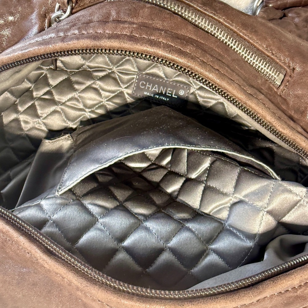 Vintage Chanel Le Marais Bowler Bag Distressed Quilted Lambskin Luxury Purse Y2K - Picture 12 of 16